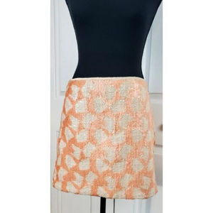 Banana Republic Blush Pink and White Sequin Mini Skirt Lined Side Zip Sz 12 EUC